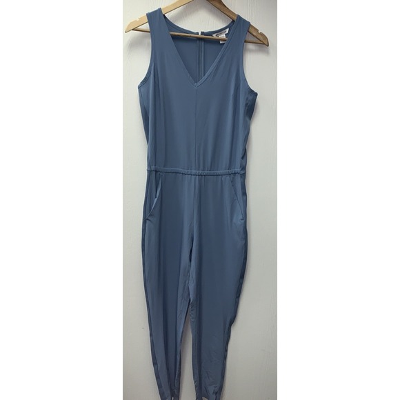 Athleta Pants - Athleta Brooklyn Jumpsuit Sz 4 Blue  Sleeveless One Piece Ribbed Sides Pockets